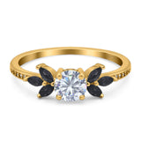 Art Deco Round Natural Stone Floral Ring
