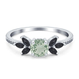 Art Deco Round Natural Stone Floral Ring