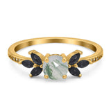 Art Deco Round Natural Stone Floral Ring