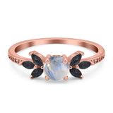 Art Deco Round Natural Stone Floral Ring