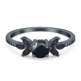 Art Deco Round Natural Stone Floral Ring