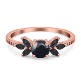 Art Deco Round Natural Stone Floral Ring