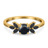Art Deco Round Natural Stone Floral Ring
