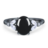 Art Deco Oval Natural Stone Wedding Ring