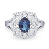 Vintage Style Oval Natural Stone Floral Ring