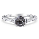 Art Deco Round Natural Stone Ring
