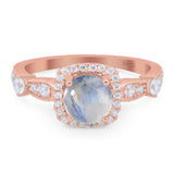 Art Deco Round Natural Stone Halo Ring