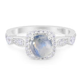 Art Deco Round Natural Stone Halo Ring