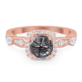 Art Deco Round Natural Stone Halo Ring