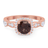 Art Deco Round Natural Stone Halo Ring