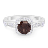 Art Deco Round Natural Stone Halo Ring