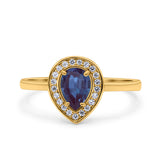 Pear Teardrop Natural Stone Wedding Ring