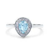 Pear Teardrop Natural Stone Wedding Ring