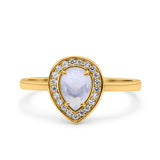 Pear Teardrop Natural Stone Wedding Ring