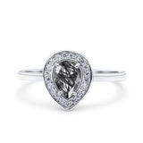 Pear Teardrop Natural Stone Wedding Ring
