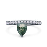 Pear Teardrop Natural Stone Wedding Ring
