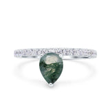 Pear Teardrop Natural Stone Wedding Ring