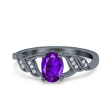 Oval Natural Stone Leaf Split Shank Ring