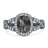 Oval Natural Stone Infinity Twisted Ring