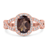 Oval Natural Stone Infinity Twisted Ring