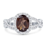 Oval Natural Stone Infinity Twisted Ring