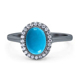 Art Deco Oval Natural Stone Wedding Ring
