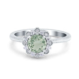 Art Deco Round Natural Stone Floral Ring