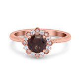 Art Deco Round Natural Stone Floral Ring