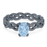 Oval Natural Stone Braided Solitaire Ring