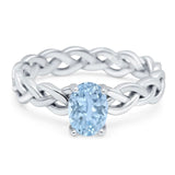 Oval Natural Stone Braided Solitaire Ring