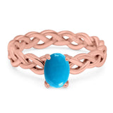 Oval Natural Stone Braided Solitaire Ring