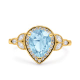 Pear Teardrop Natural Stone Wedding Ring