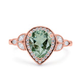 Pear Teardrop Natural Stone Wedding Ring