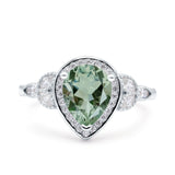 Pear Teardrop Natural Stone Wedding Ring