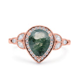Pear Teardrop Natural Stone Wedding Ring