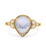 Pear Teardrop Natural Stone Wedding Ring
