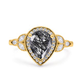 Pear Teardrop Natural Stone Wedding Ring