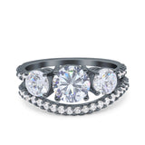Two Piece Round Natural Stone Trio Ring