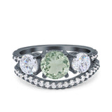 Two Piece Round Natural Stone Trio Ring
