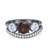 Two Piece Round Natural Stone Trio Ring