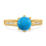 Vintage Style Round Natural Stone Wedding Ring