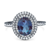 Oval Natural Stone Halo Wedding Ring