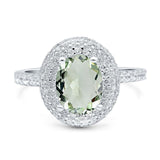 Oval Natural Stone Halo Wedding Ring