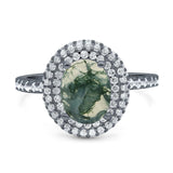 Oval Natural Stone Halo Wedding Ring