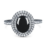 Oval Natural Stone Halo Wedding Ring