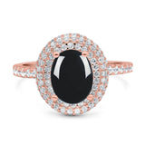 Oval Natural Stone Halo Wedding Ring