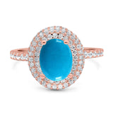 Oval Natural Stone Halo Wedding Ring