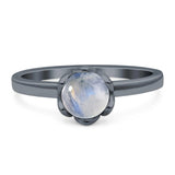 Floral Round Natural Stone Solitaire Ring