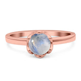 Floral Round Natural Stone Solitaire Ring