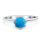 Floral Round Natural Stone Solitaire Ring